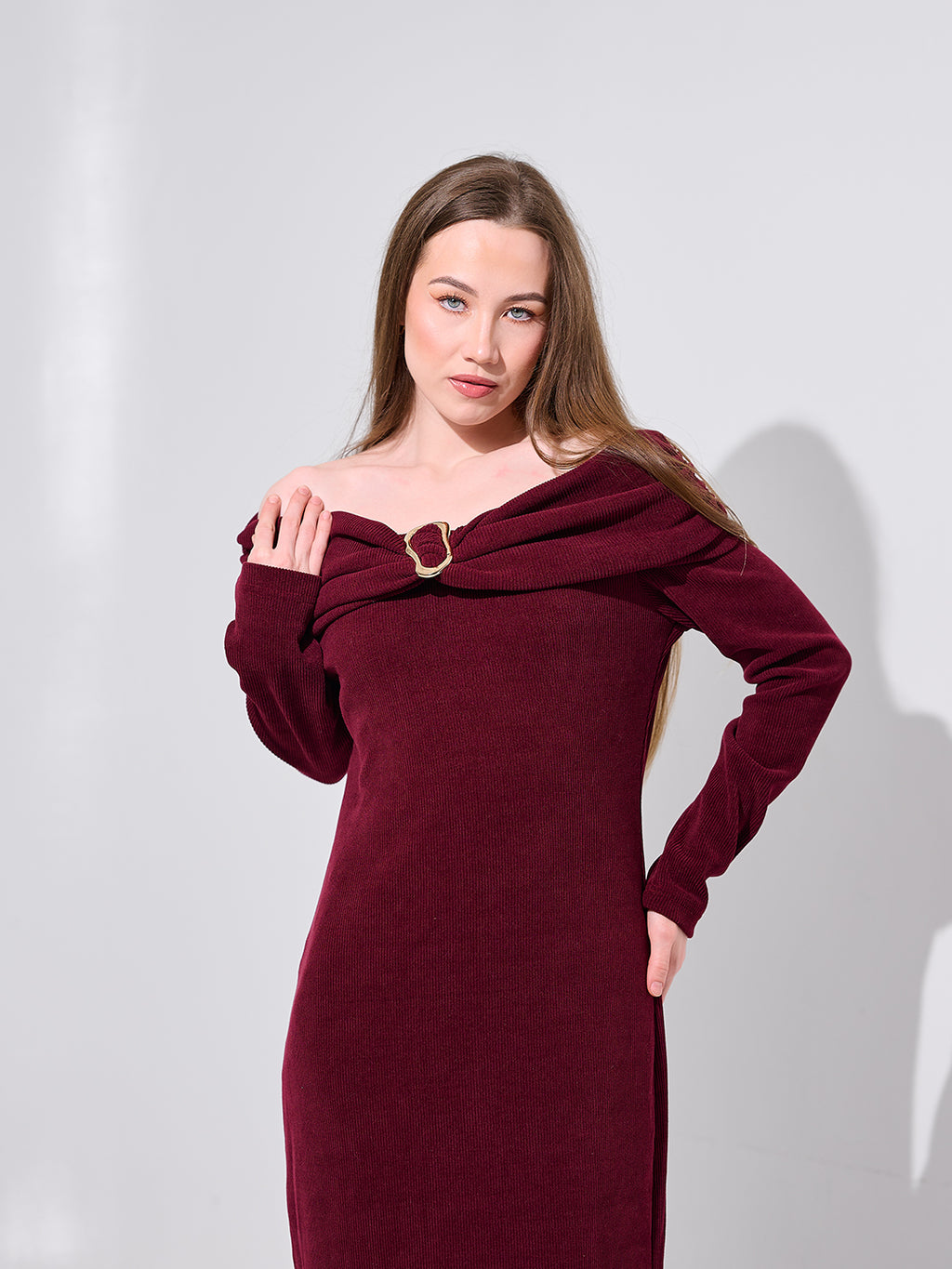 Burgundy Statement Collar Dress