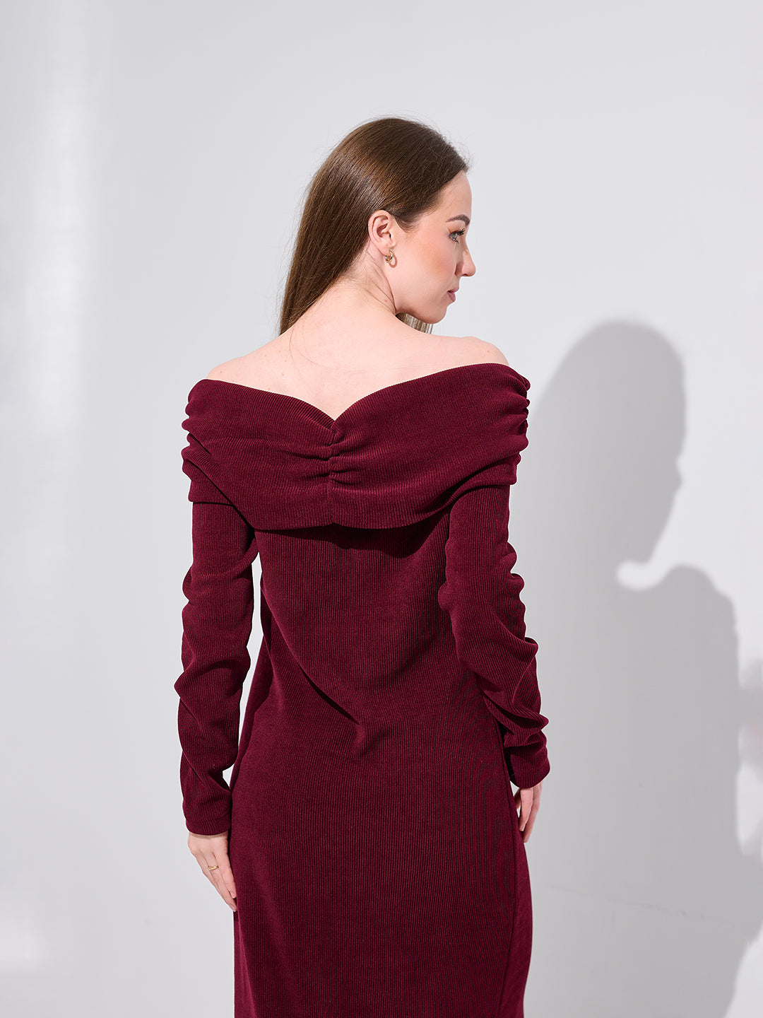 Burgundy Statement Collar Dress