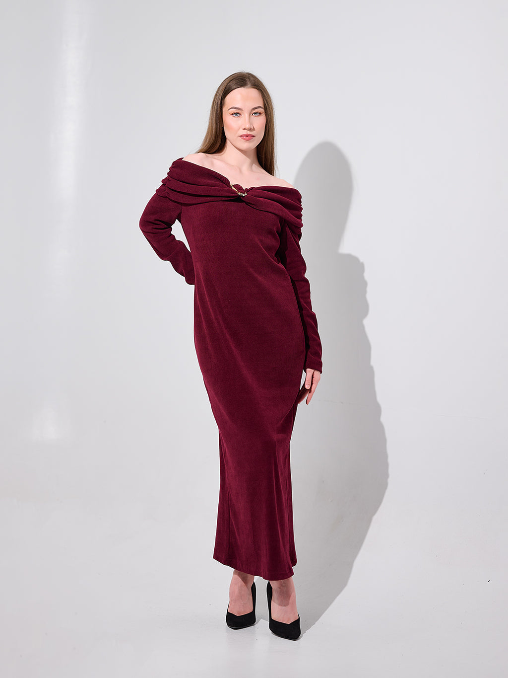 Burgundy Statement Collar Dress