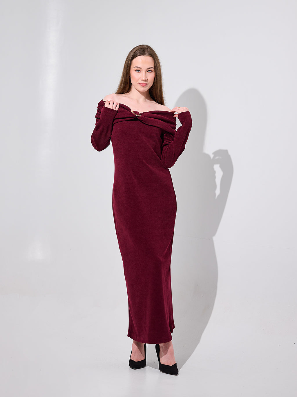 Burgundy Statement Collar Dress