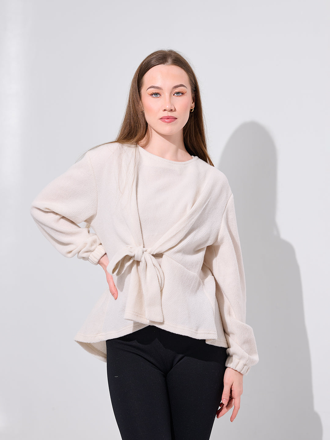 Cream Belted Blouse