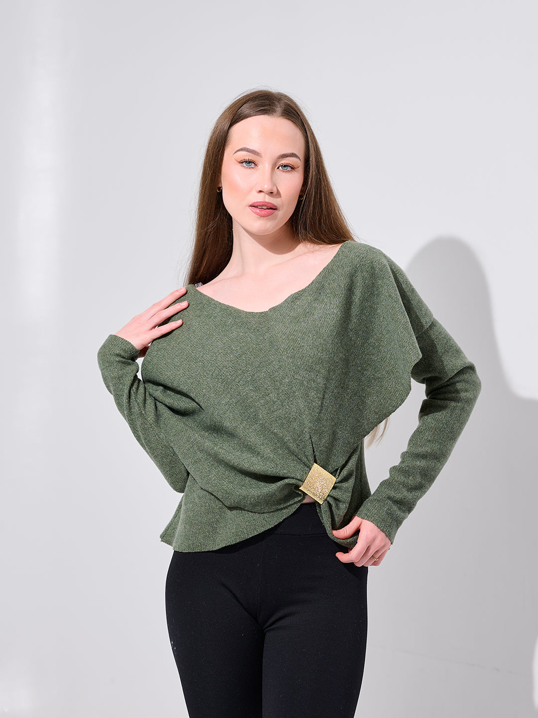 Olive Green Knit Top