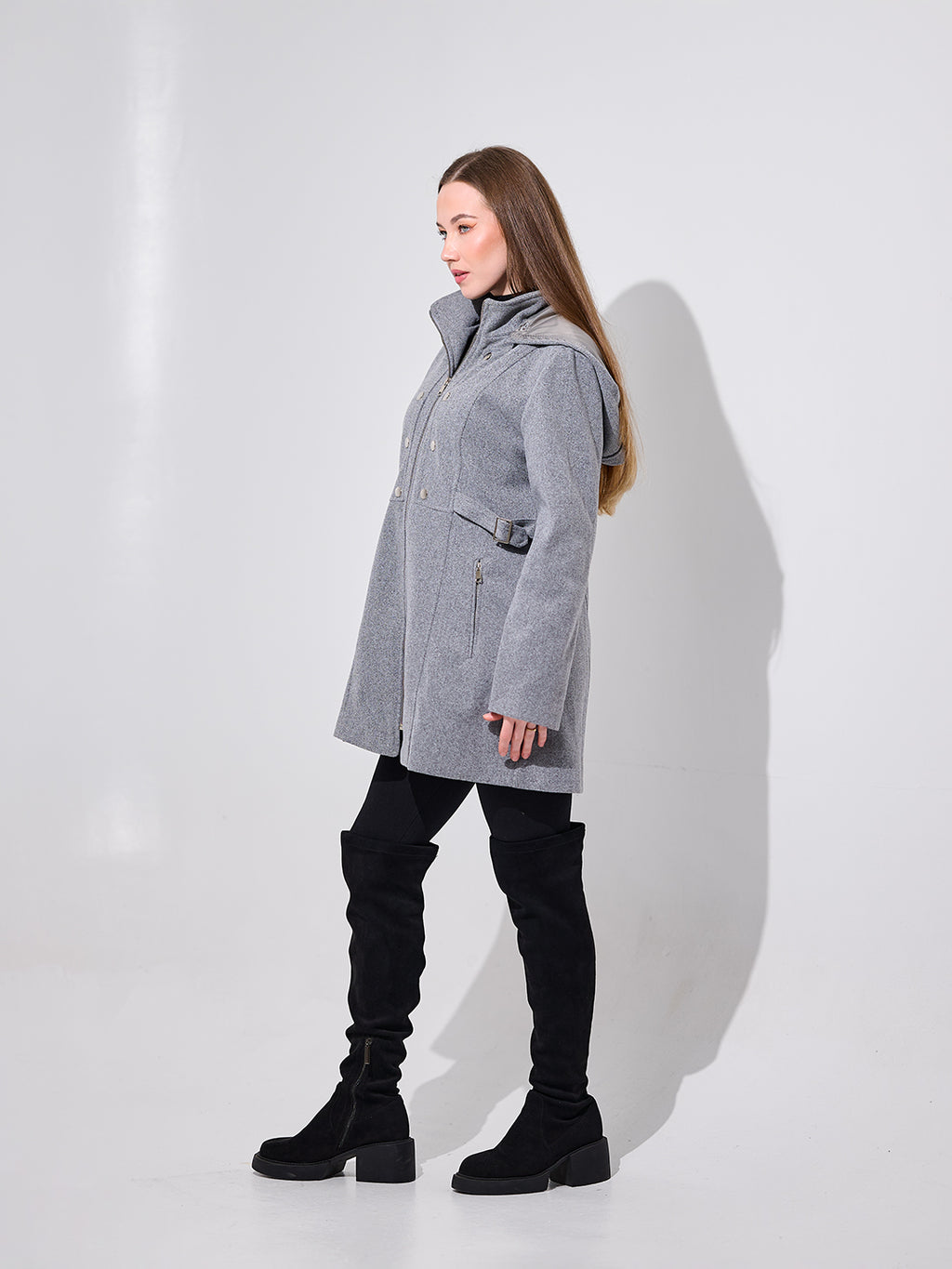 Grey Double-Breasted Coat