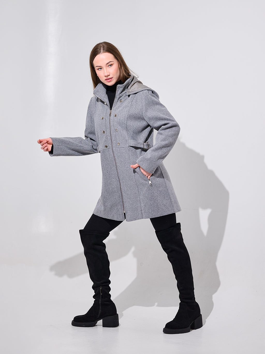 Grey Double-Breasted Coat