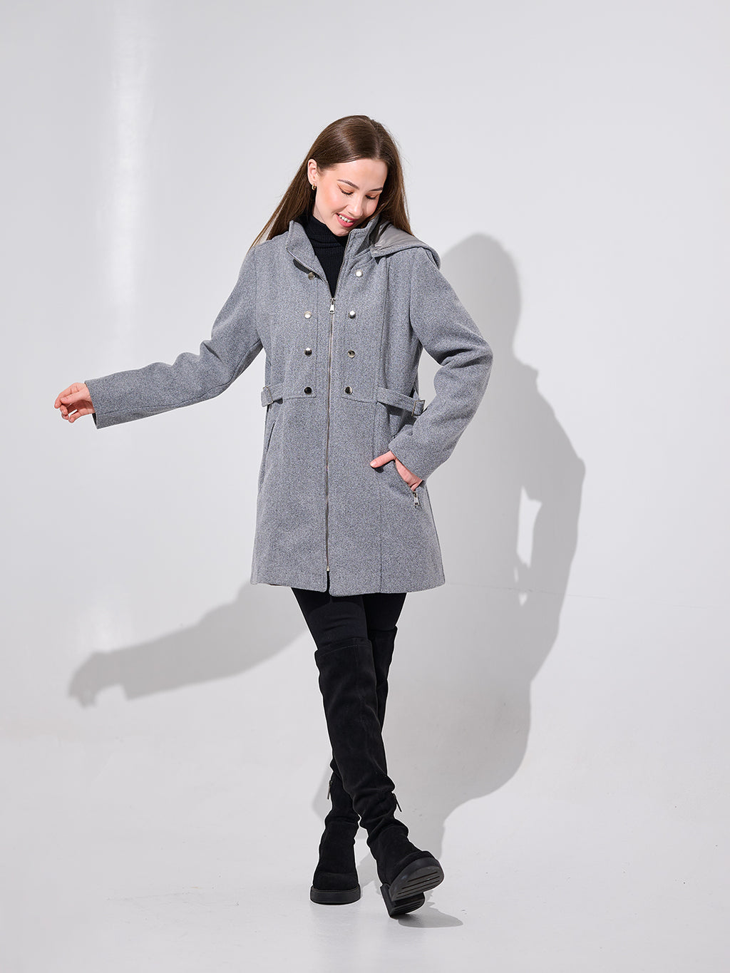 Grey Double-Breasted Coat