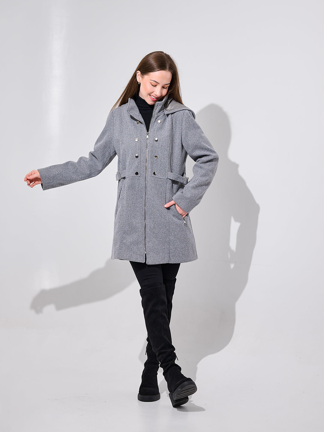 Grey Double-Breasted Coat