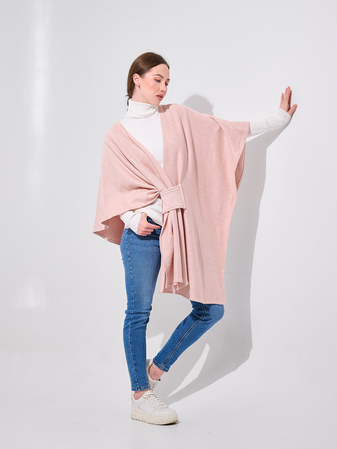 Belted Open-Front Shawl