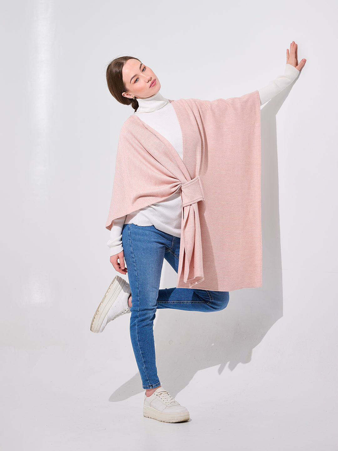 Belted Open-Front Shawl