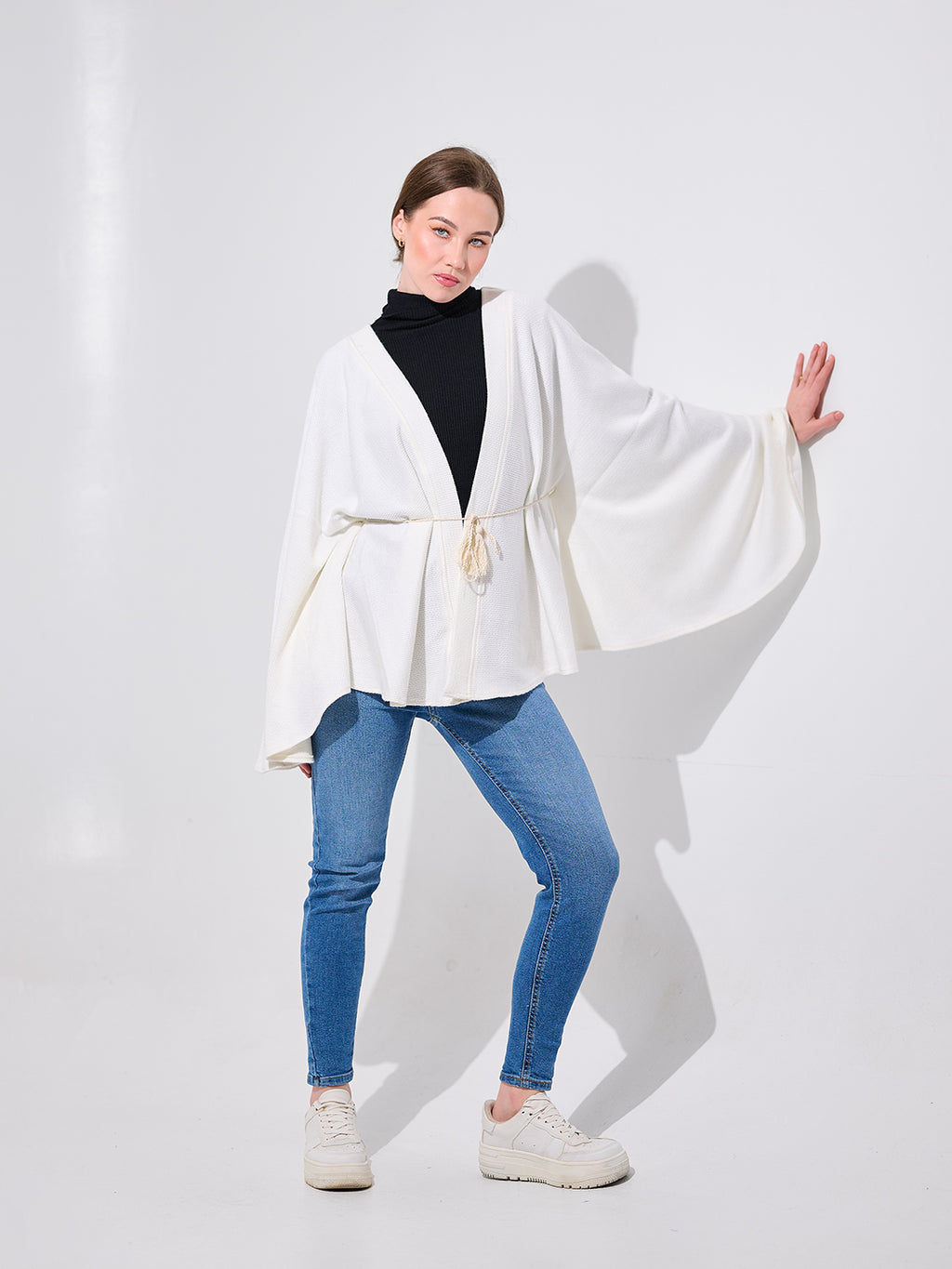 Ribbed Belted Cape Shawl