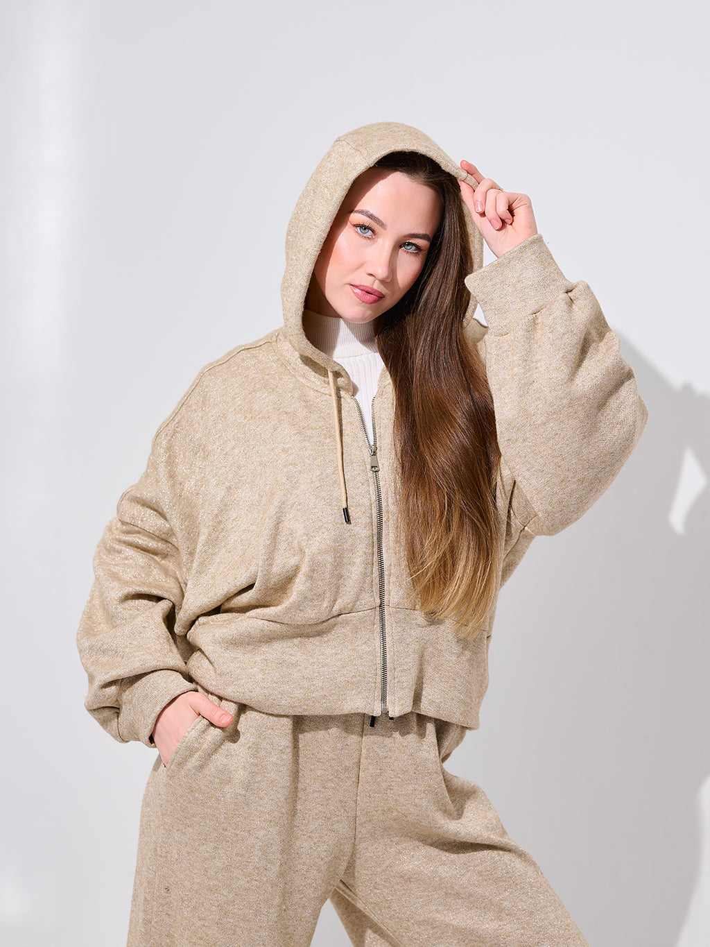 Beige Hooded Tracksuit