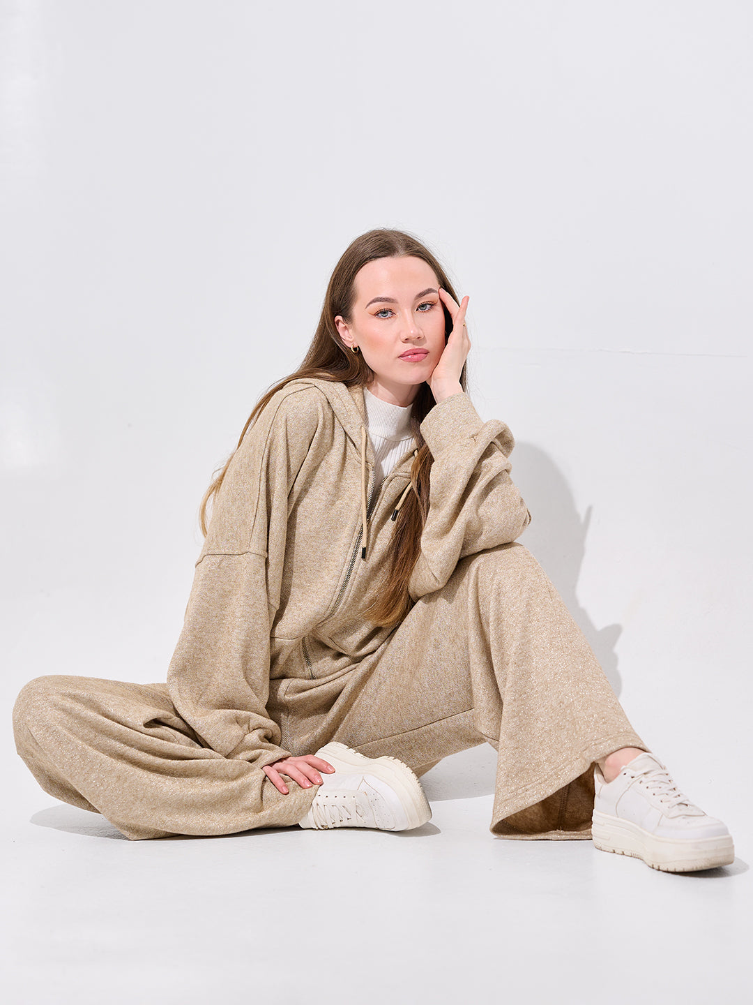 Beige Hooded Tracksuit