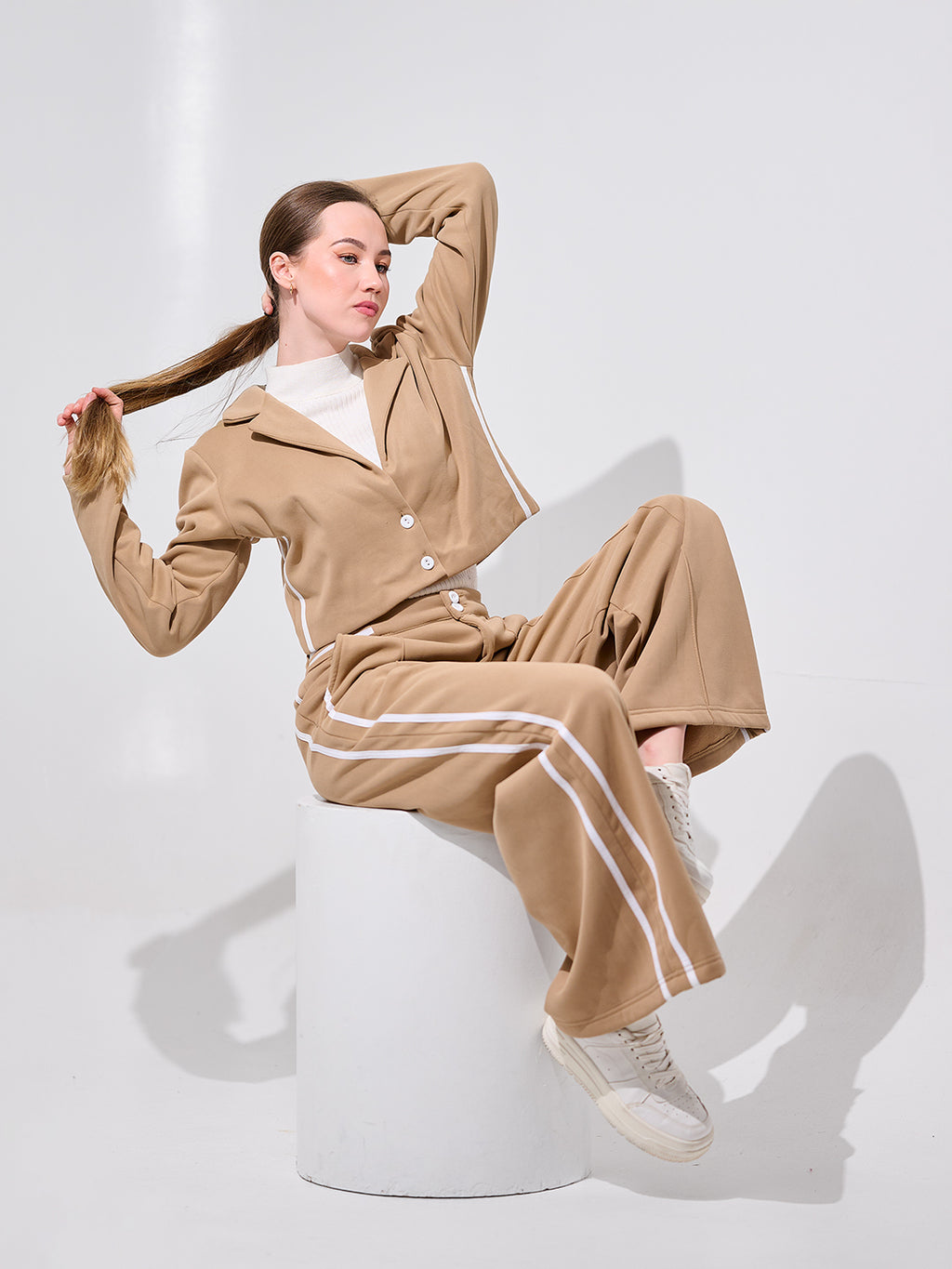 Camel Striped Tracksuit