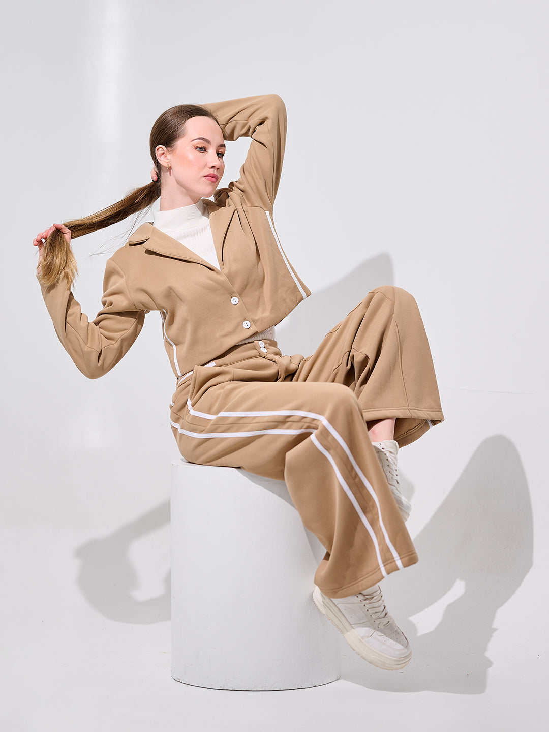 Camel Striped Tracksuit