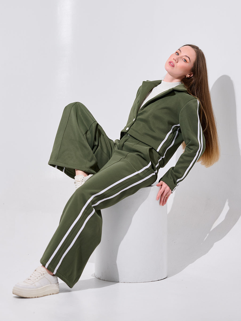 Olive Striped Tracksuit