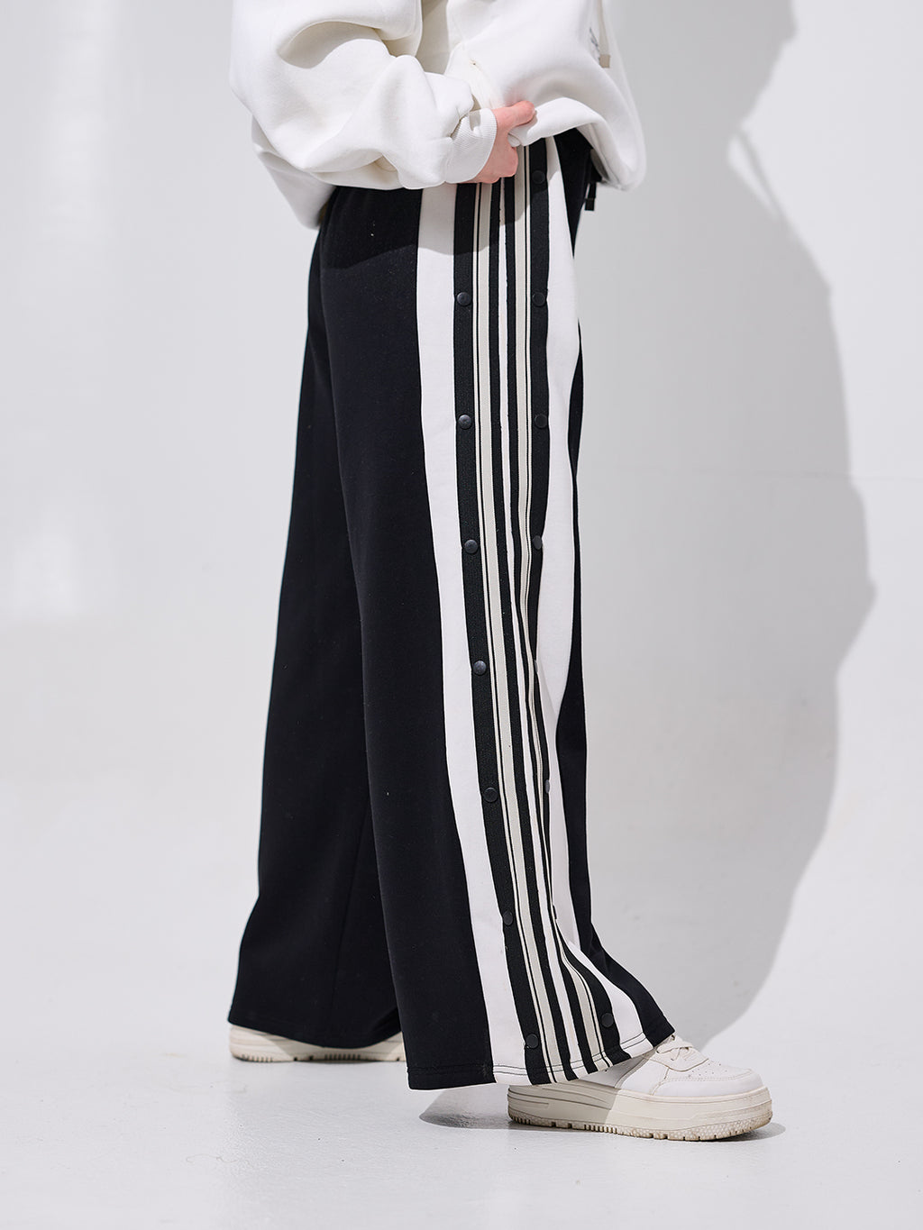 Black Striped Wide-Leg Pants