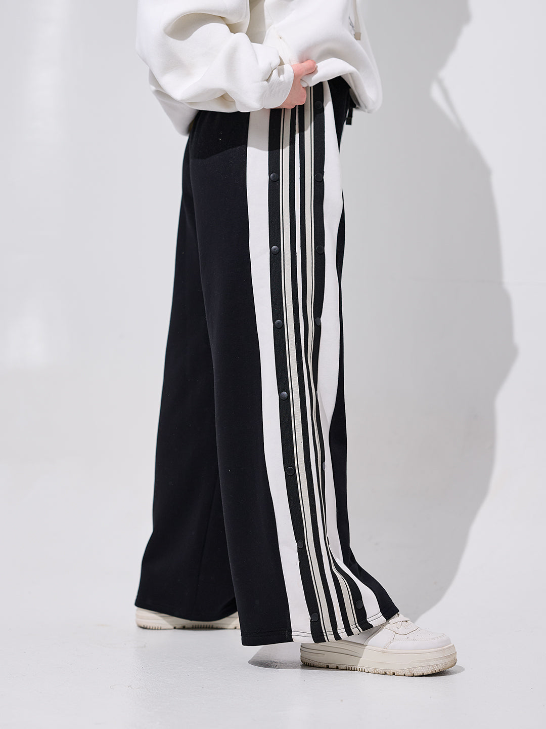 Black Striped Wide-Leg Pants