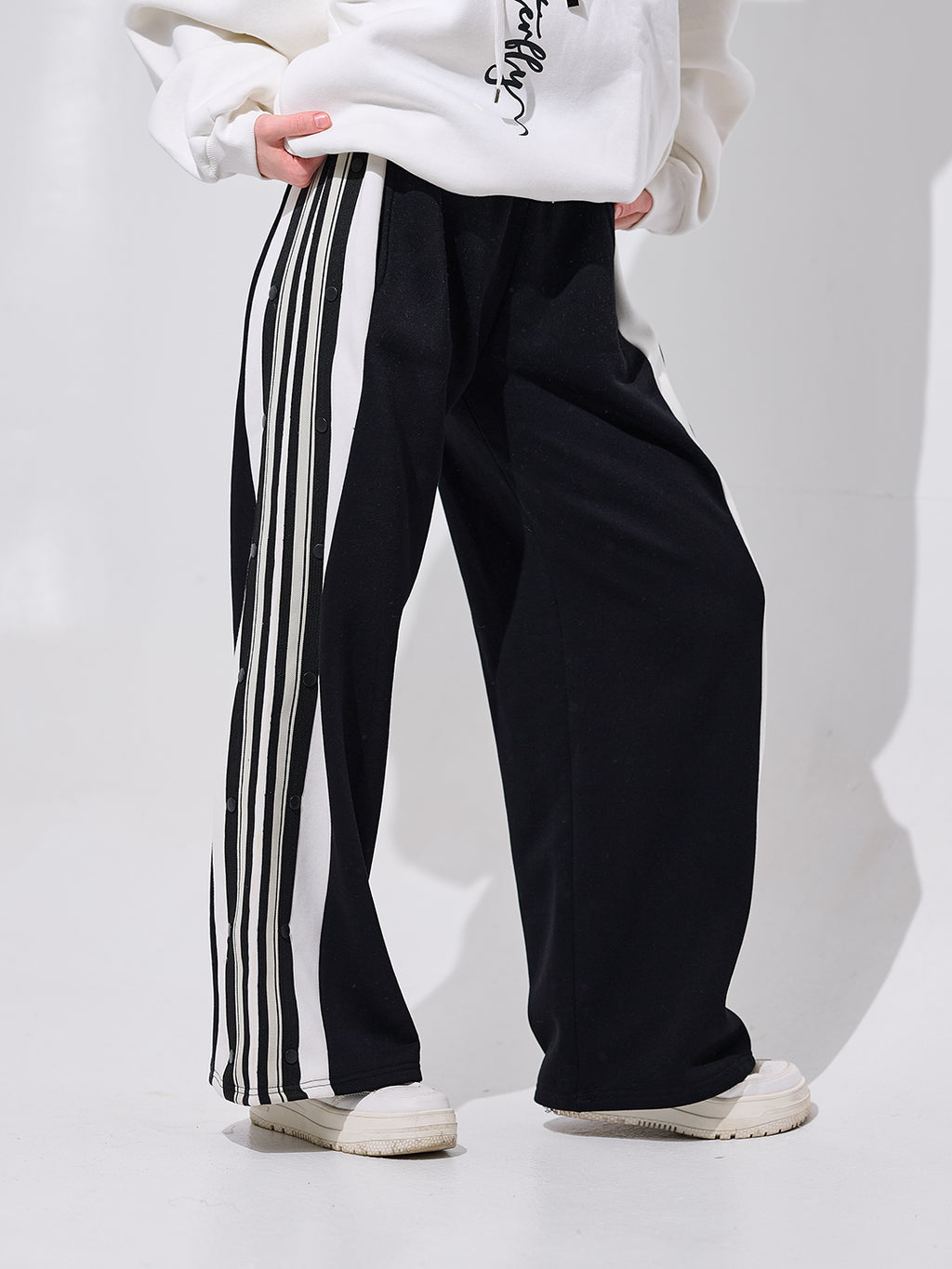 Black Striped Wide-Leg Pants