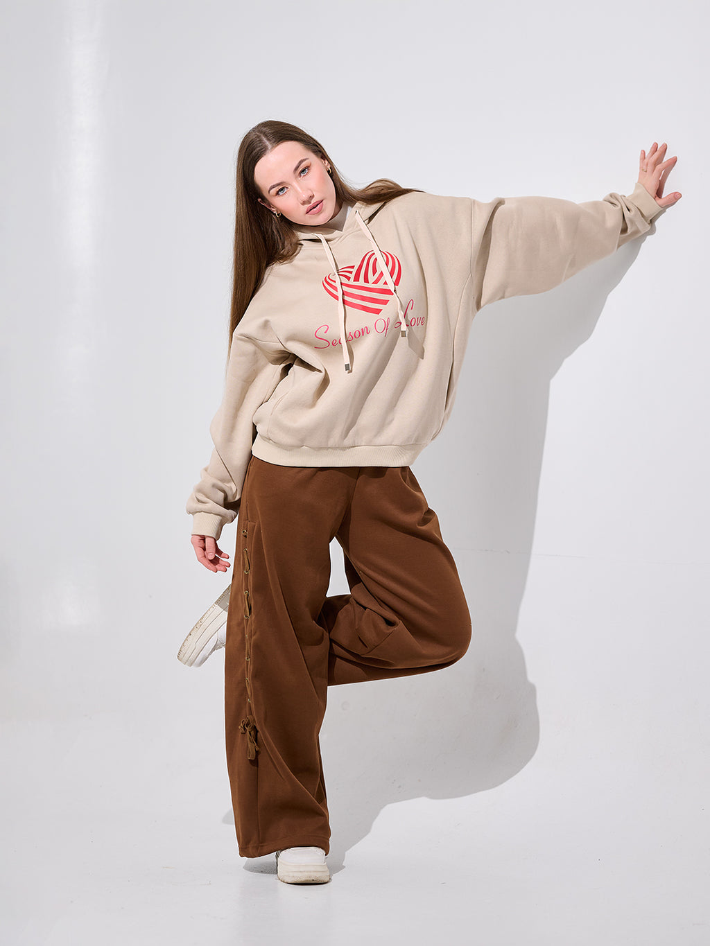 Beige & Brown Loungewear Set