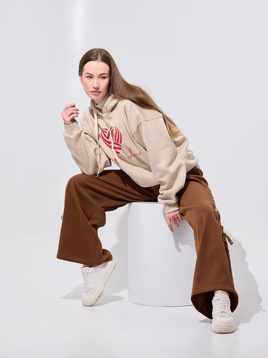 Beige & Brown Loungewear Set