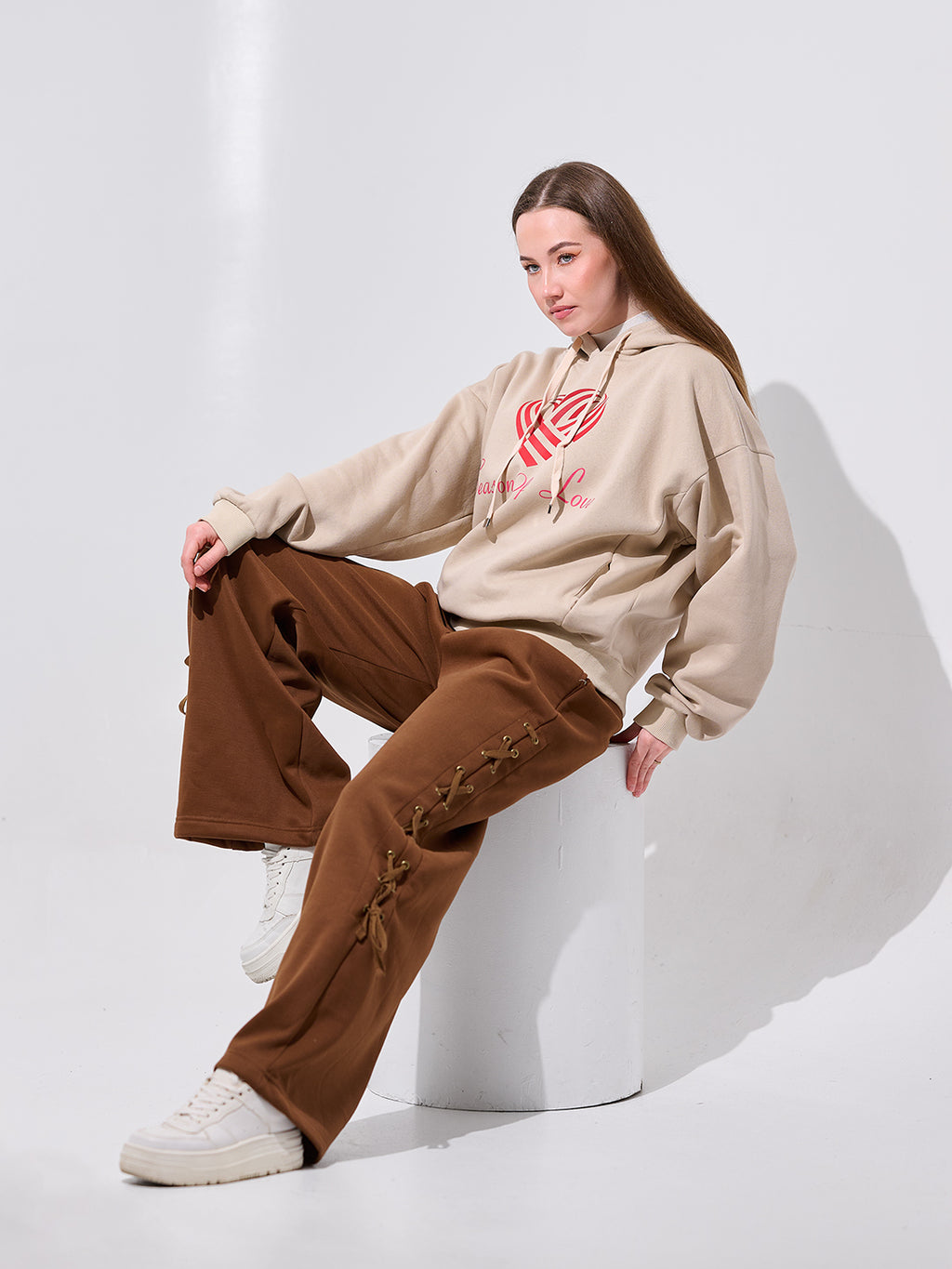 Beige & Brown Loungewear Set