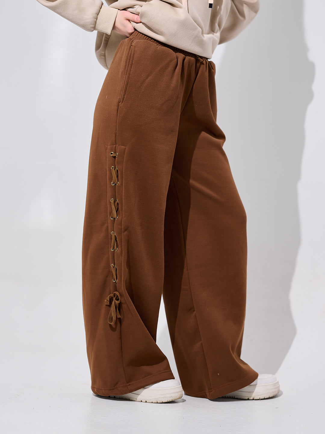 Lace-Up Wide-Leg Pants