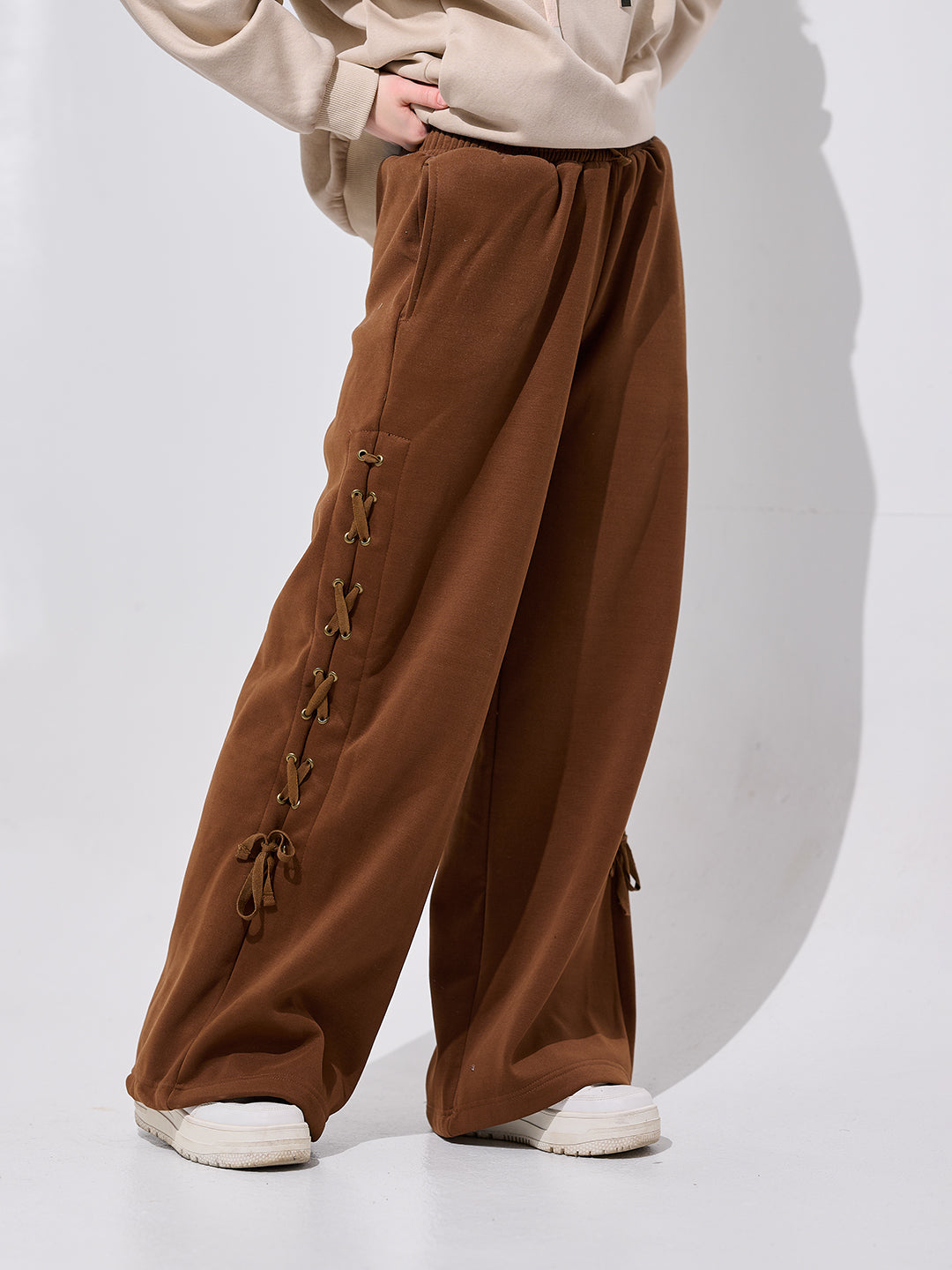 Lace-Up Wide-Leg Pants