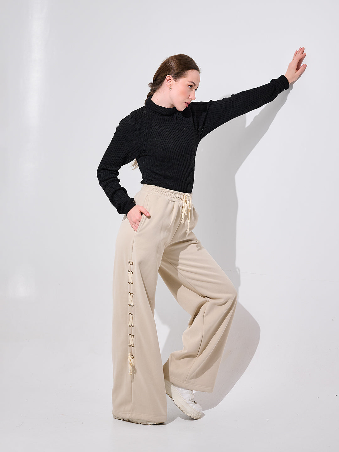 Lace-Up Wide-Leg Pants