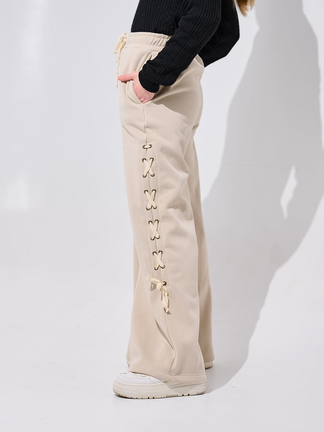Lace-Up Wide-Leg Pants