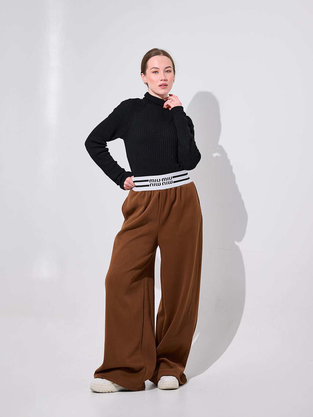 Brown Wide-Leg Pants
