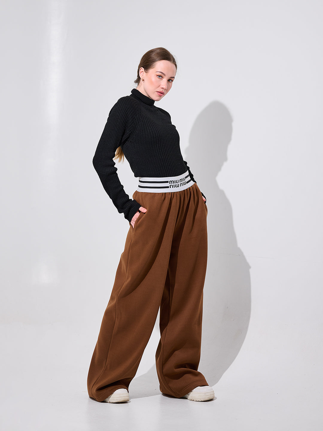 Brown Wide-Leg Pants