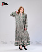 Sage Chevron Tiered Maxi Dress