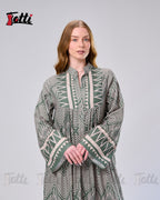 Sage Chevron Tiered Maxi Dress