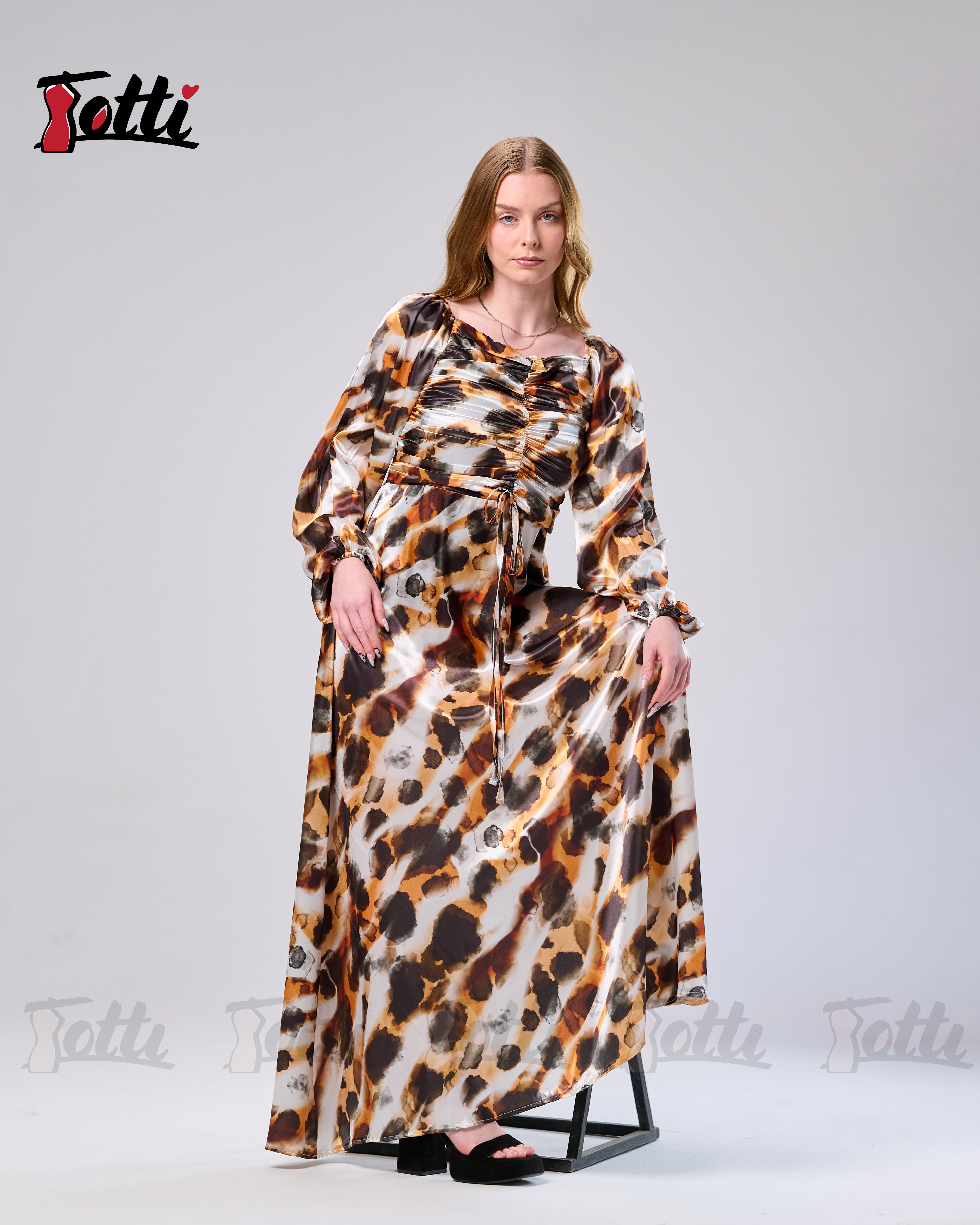 Ochre Satin Maxi Dress