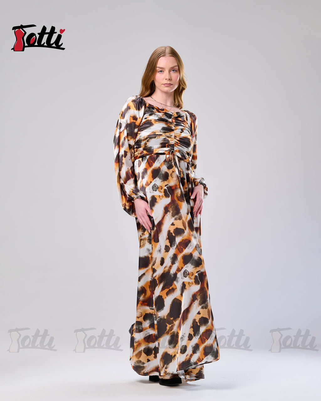 Ochre Satin Maxi Dress
