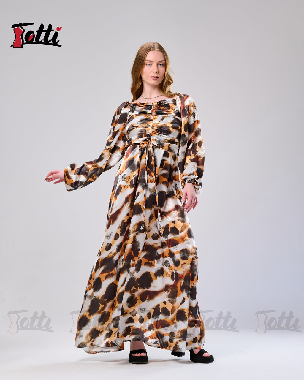 Ochre Satin Maxi Dress