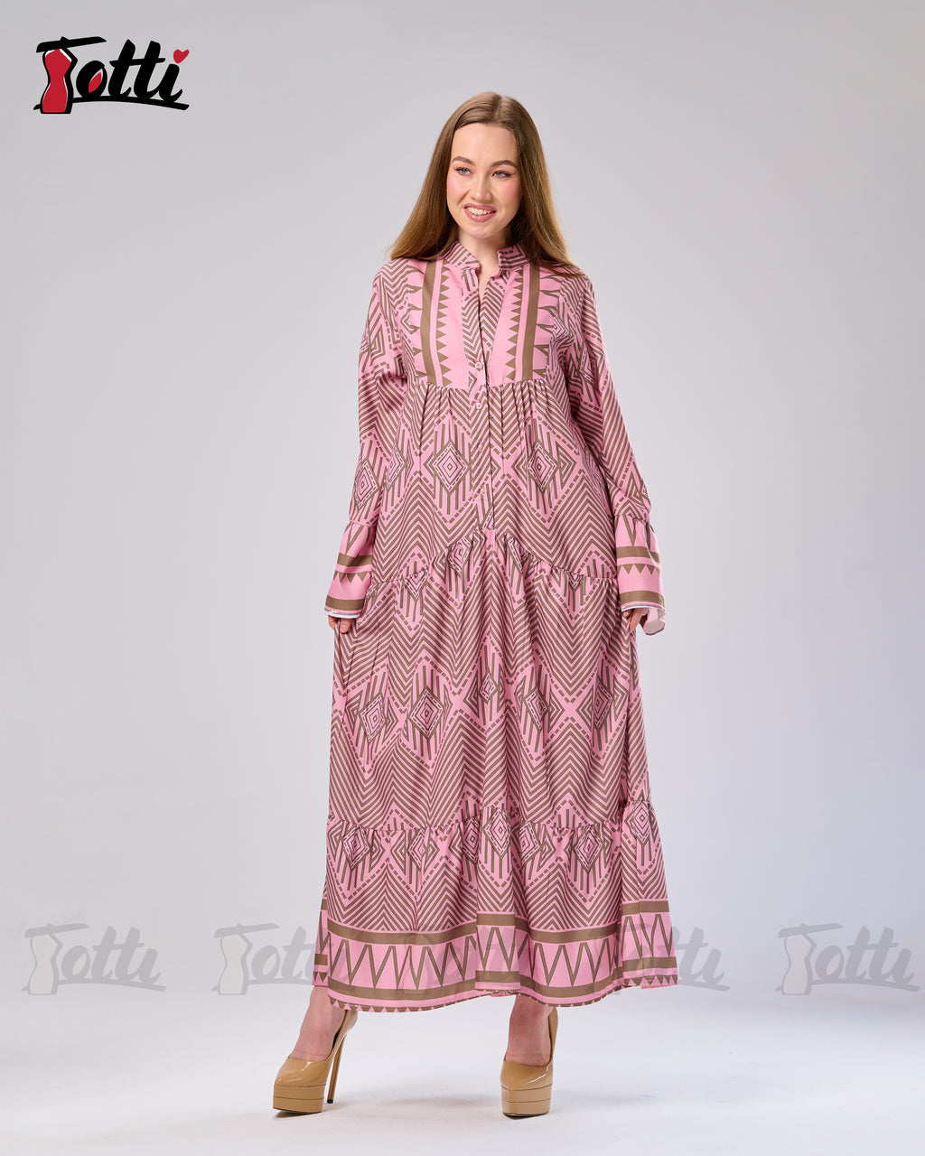 The Blush Chevron Tiered Dress