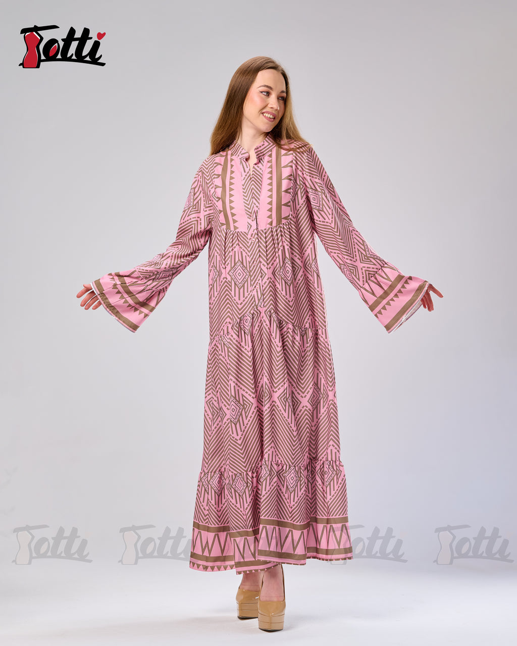The Blush Chevron Tiered Dress