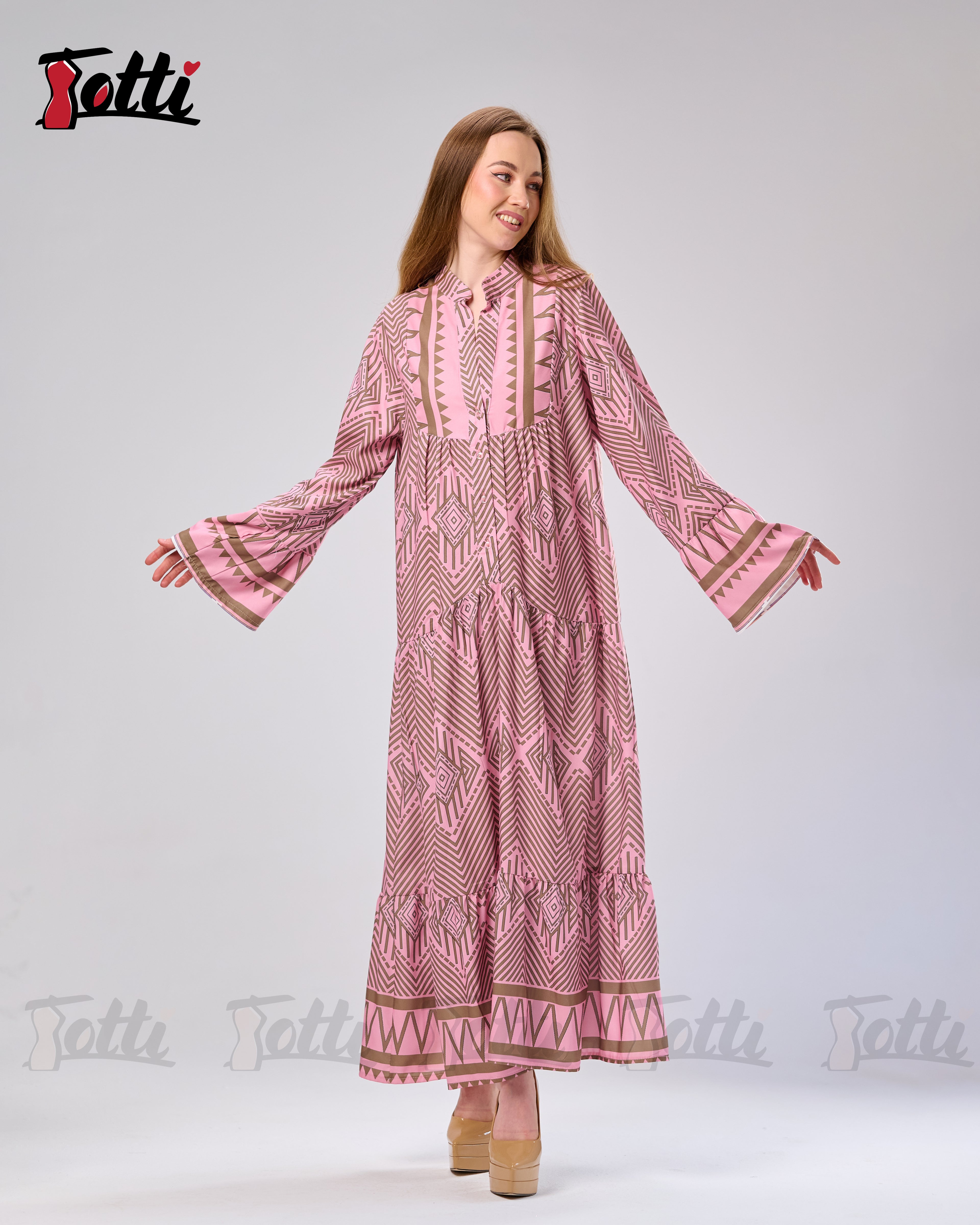 The Blush Chevron Tiered Dress