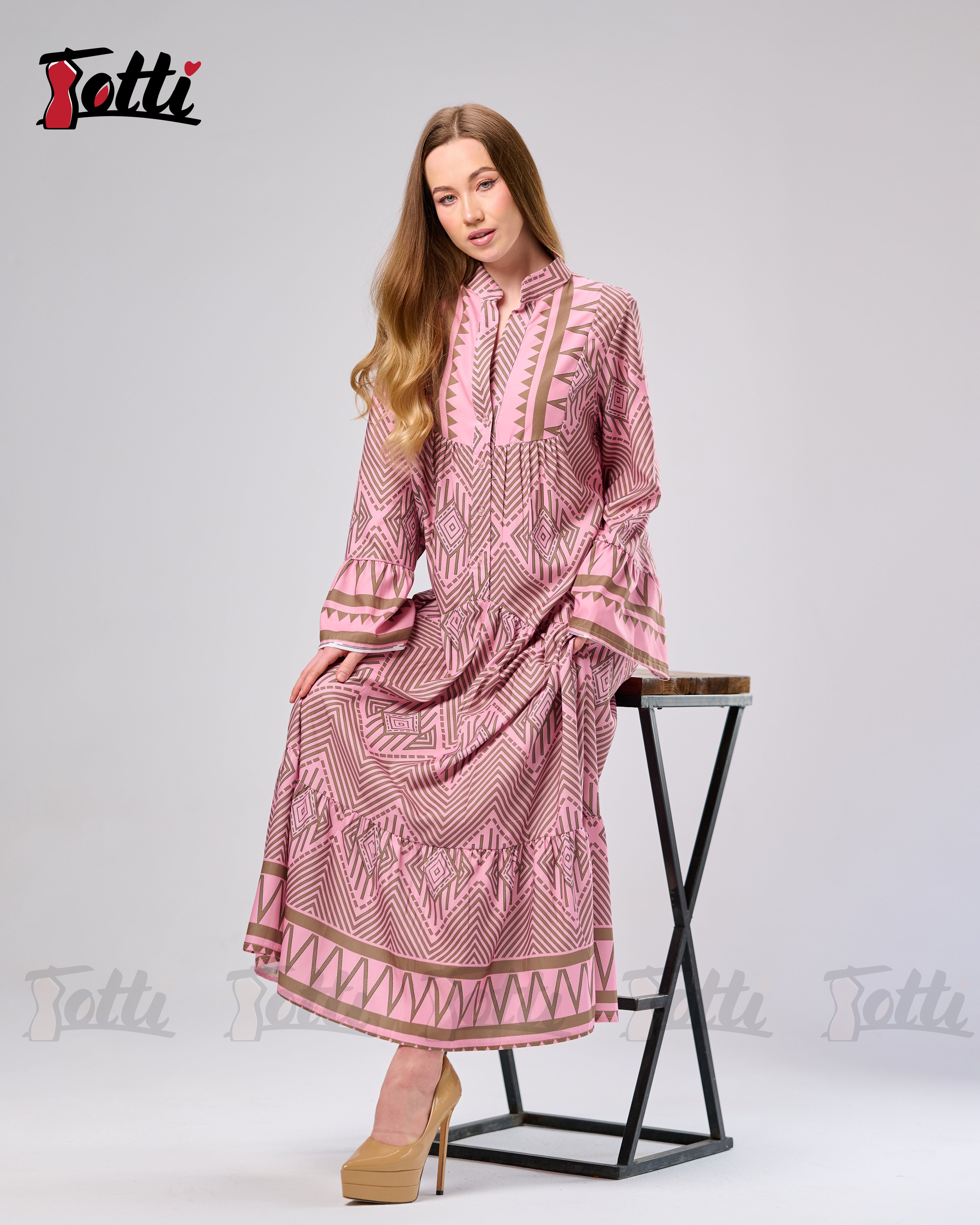 The Blush Chevron Tiered Dress