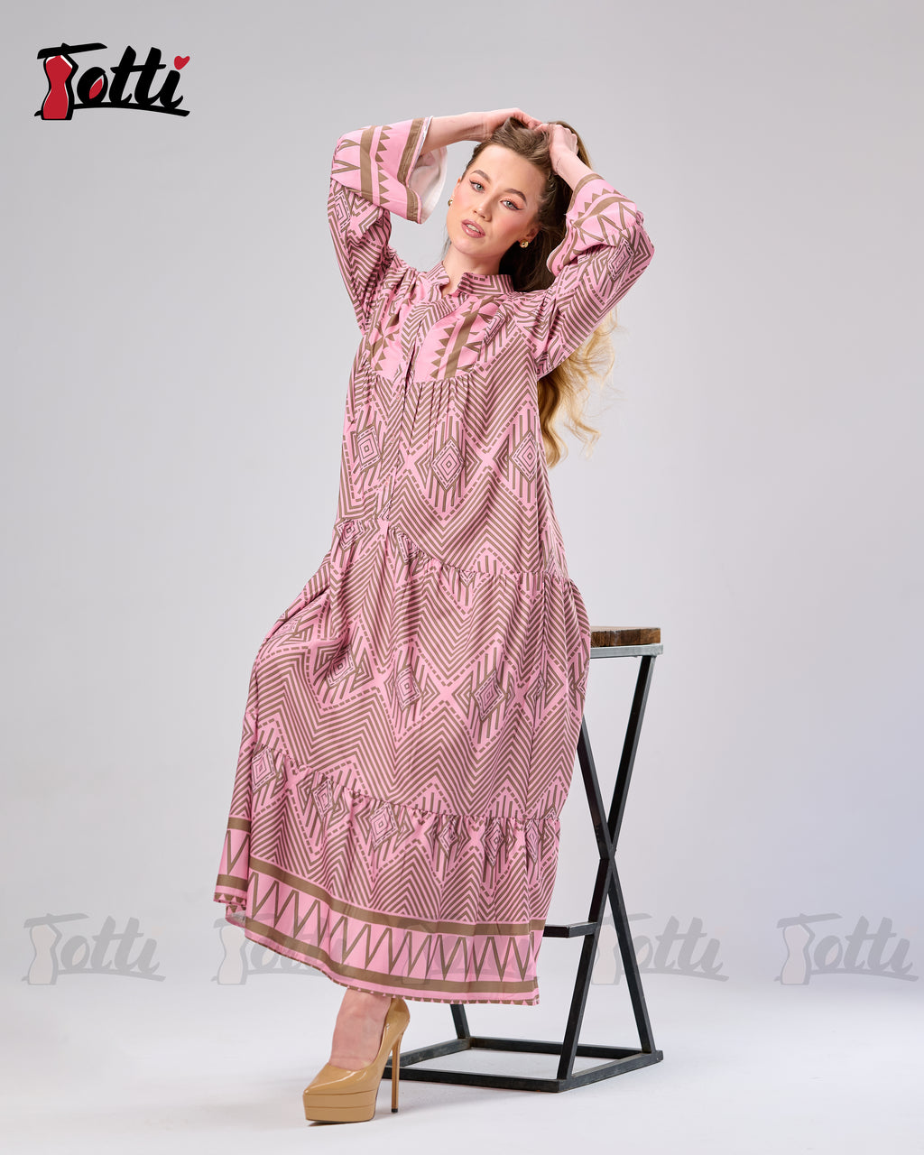 The Blush Chevron Tiered Dress
